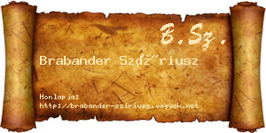Brabander Szíriusz névjegykártya